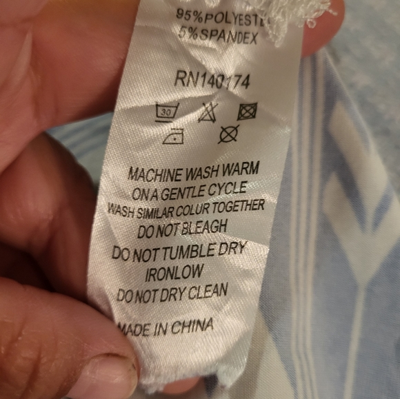 Ice Silk Blue Crew Neck Top Tunic - Picture 8 of 9